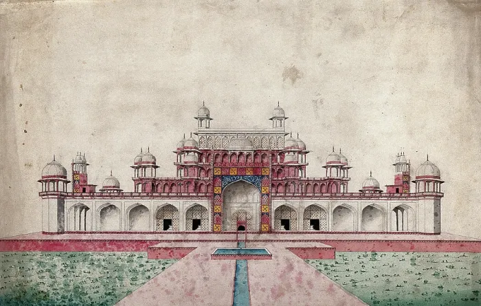 Framed Print : Sikandra, near Agra, Uttar Pradesh: mausoleum of the Emperor Akbar, (between 1800 and 1899?). Creator: Unknown Framed Print : Sikandra, near Agra, Uttar Pradesh: mausoleum of the Emperor Akbar, (between 1800 and 1899?). Creator: Unknown