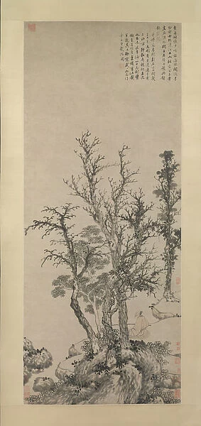 Silent Angler in an Autumn Wood, dated 1475. Creator: Shen Zhou