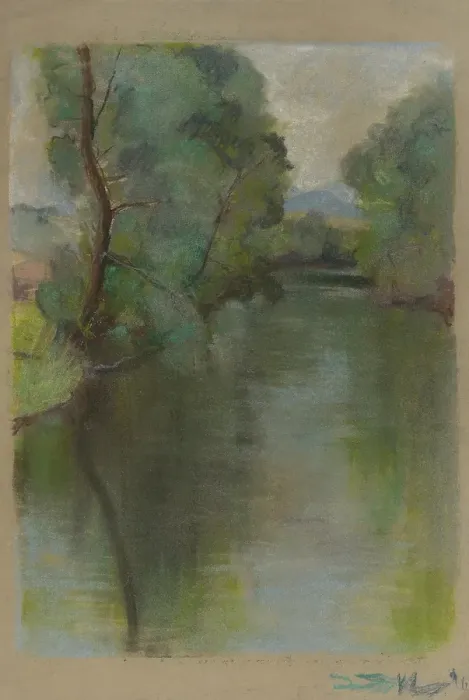 Framed Print : Silent River, 1934. Creator: Zolo Palugyay Framed Print : Silent River, 1934. Creator: Zolo Palugyay