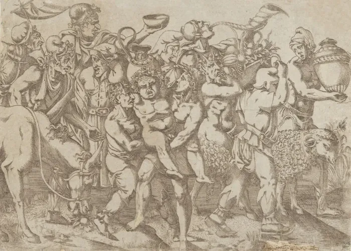 Framed Print : Silenus Carried, 1543. Creator: Antonio Fantuzzi Framed Print : Silenus Carried, 1543. Creator: Antonio Fantuzzi