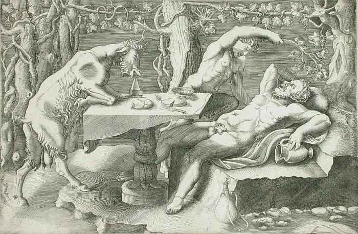 Framed Print : Silenus, a Satyr and a Goat, c1540. Creator: Giorgio Ghisi Framed Print : Silenus, a Satyr and a Goat, c1540. Creator: Giorgio Ghisi