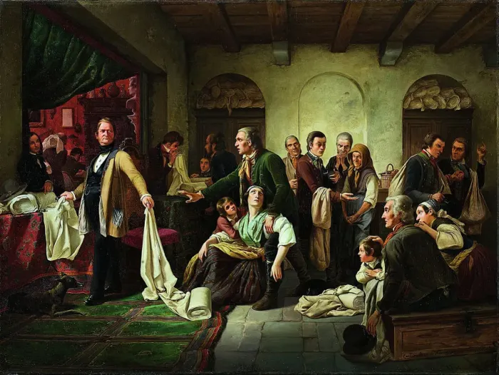Framed Print : The Silesian Weavers, 1844. Artist: Huebner, Carl Wilhelm (1814-1879) Framed Print : The Silesian Weavers, 1844. Artist: Huebner, Carl Wilhelm (1814-1879)
