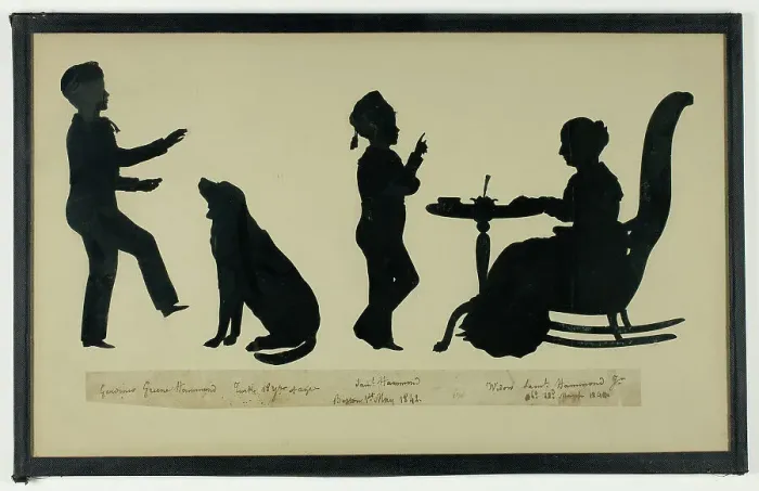 Framed Print : Silhouette of Hammond Family, 1842. Creator: Auguste Amant Constant Fidele Edouart Framed Print : Silhouette of Hammond Family, 1842. Creator: Auguste Amant Constant Fidele Edouart