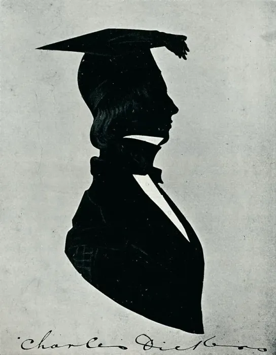 Framed Print : Silhouette Portrait of Charles Dickens, c1840s, (1910)