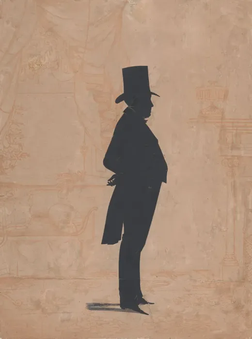 Framed Print : Silhouette of an unknown man in a top hat and tails, 1828-83 Framed Print : Silhouette of an unknown man in a top hat and tails, 1828-83