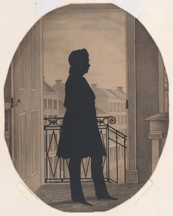 Framed Print : Silhouette of a Young Man Before an Open Window, Facing Right, before 1860