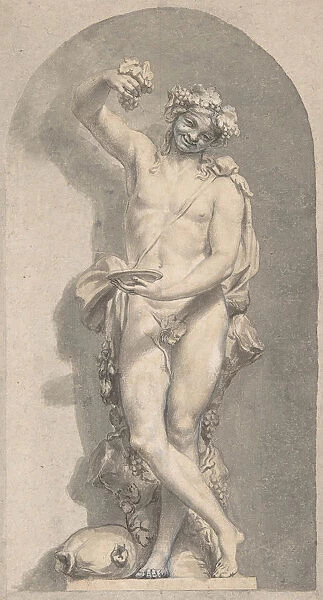 Silhouetted Study of Bacchus in a Niche, 18th century. Creator: Anon