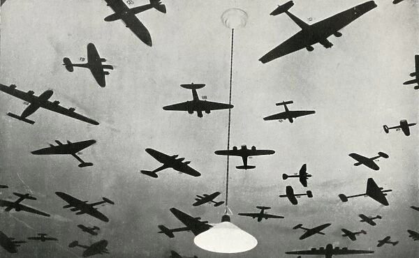 Silhouettes of military aircraft... at an RAF training school during the Second World War, 1941