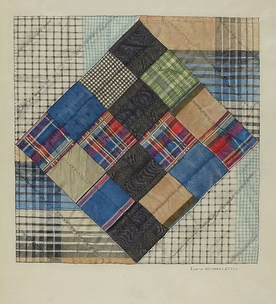 Silk Bed Quilt, c. 1941. Creator: Elgin Moncure Styll
