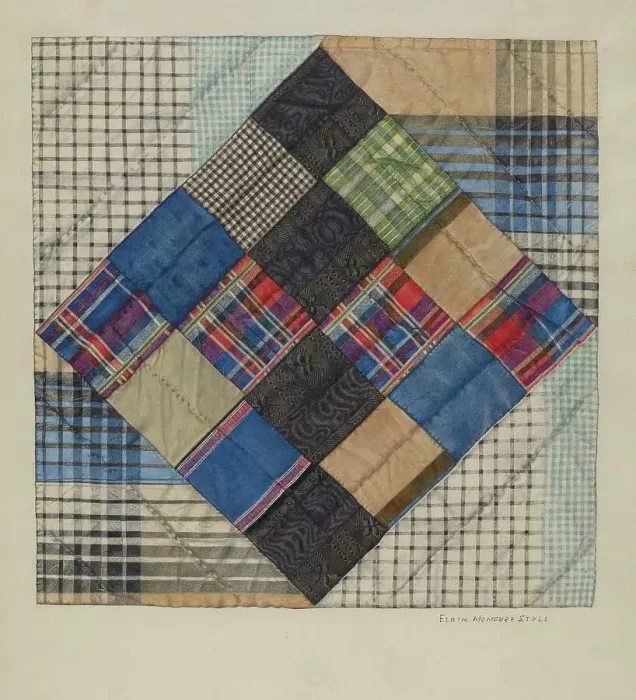 Framed Print : Silk Bed Quilt, c. 1941. Creator: Elgin Moncure Styll Framed Print : Silk Bed Quilt, c. 1941. Creator: Elgin Moncure Styll