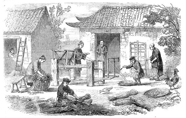 Silk Culture in China: preparing raw silk, 1857. Creator: Unknown