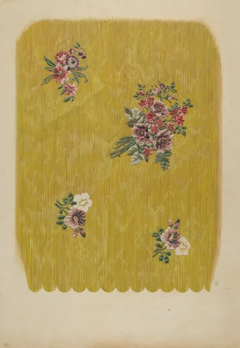 Framed Print : Silk with Embroidered Flowers, c. 1941. Creator: Douglas Campbell Framed Print : Silk with Embroidered Flowers, c. 1941. Creator: Douglas Campbell