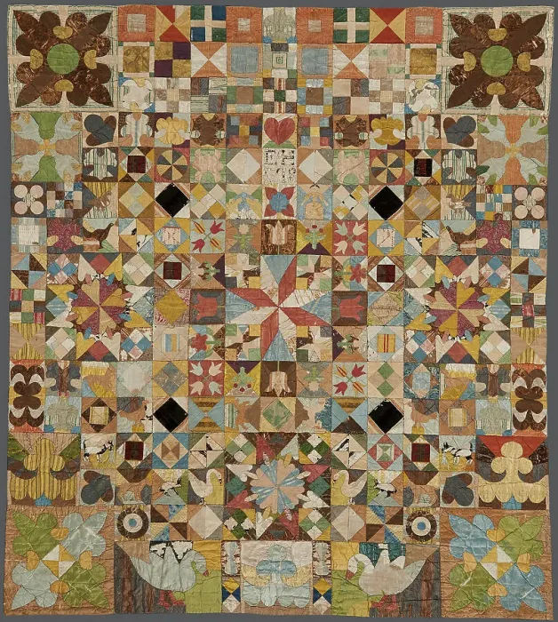 Framed Print : The Silk Patchwork Coverlet, 1718. Creator: Anonymous master Framed Print : The Silk Patchwork Coverlet, 1718. Creator: Anonymous master