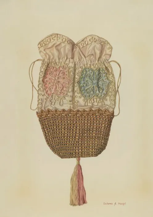 Framed Print : Silk-straw Reticule, 1935 / 1942. Creator: Dolores Haupt Framed Print : Silk-straw Reticule, 1935 / 1942. Creator: Dolores Haupt