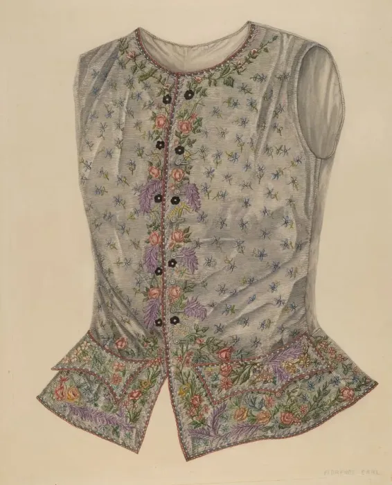 Framed Print : Silk Vest, c. 1938. Creator: Florence Earl Framed Print : Silk Vest, c. 1938. Creator: Florence Earl