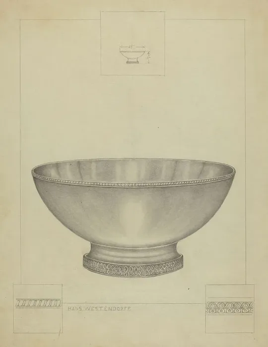 Framed Print : Silver Bowl, c. 1936. Creator: Hans Westendorff Framed Print : Silver Bowl, c. 1936. Creator: Hans Westendorff