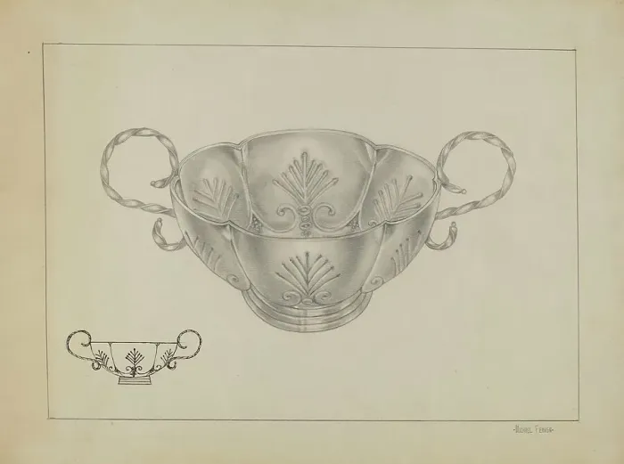 Framed Print : Silver Bowl, c. 1936. Creator: Michael Fenga Framed Print : Silver Bowl, c. 1936. Creator: Michael Fenga