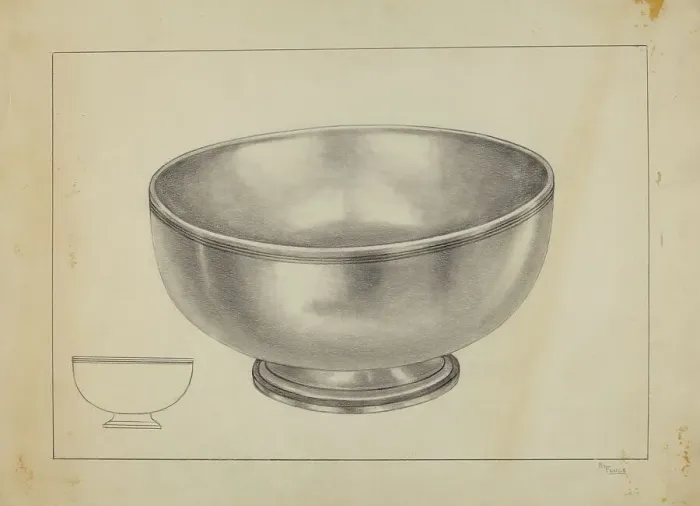 Framed Print : Silver Bowl, c. 1937. Creator: Michael Fenga Framed Print : Silver Bowl, c. 1937. Creator: Michael Fenga