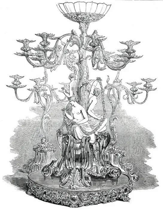 Framed Print : Silver Candelabra for the Crown Prince of Sweden, 1850. Creator: Unknown Framed Print : Silver Candelabra for the Crown Prince of Sweden, 1850. Creator: Unknown