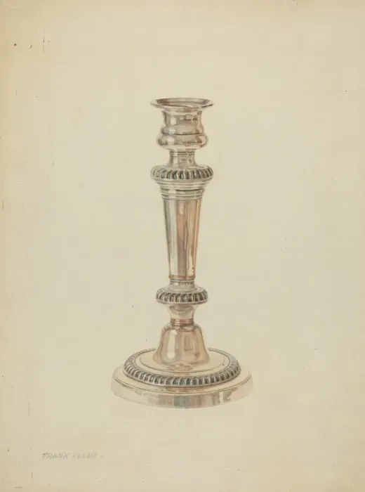 Framed Print : Silver Candlestick, 1935 / 1942. Creator: Frank M Keane Framed Print : Silver Candlestick, 1935 / 1942. Creator: Frank M Keane