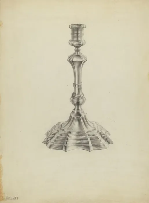 Framed Print : Silver Candlestick, 1935 / 1942. Creator: Leo Drozdoff Framed Print : Silver Candlestick, 1935 / 1942. Creator: Leo Drozdoff
