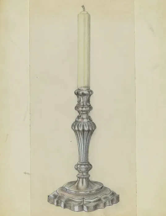 Framed Print : Silver Candlestick, c. 1936. Creator: Horace Reina Framed Print : Silver Candlestick, c. 1936. Creator: Horace Reina