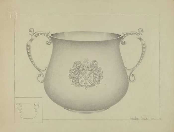 Framed Print : Silver Caudle Cup, 1936. Creator: Amelia Tuccio Framed Print : Silver Caudle Cup, 1936. Creator: Amelia Tuccio
