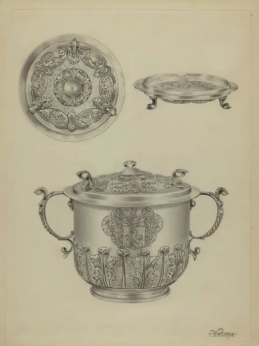 Framed Print : Silver Caudle Cup, c. 1936. Creator: Michael Fenga Framed Print : Silver Caudle Cup, c. 1936. Creator: Michael Fenga