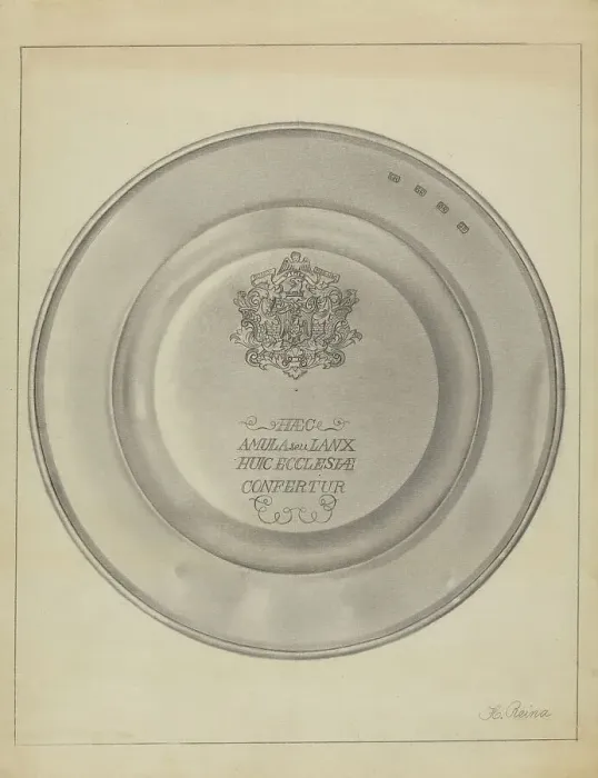 Framed Print : Silver Christening Bowl, c. 1936. Creator: Horace Reina Framed Print : Silver Christening Bowl, c. 1936. Creator: Horace Reina