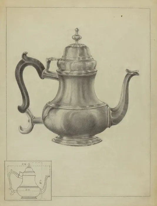 Framed Print : Silver Coffee Pot, 1935 / 1942. Creator: Unknown Framed Print : Silver Coffee Pot, 1935 / 1942. Creator: Unknown