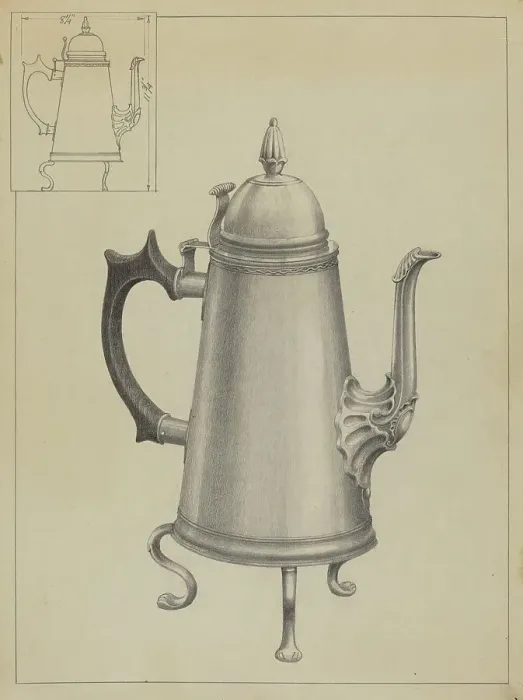 Framed Print : Silver Coffee Pot, c. 1936. Creator: Simon Weiss Framed Print : Silver Coffee Pot, c. 1936. Creator: Simon Weiss