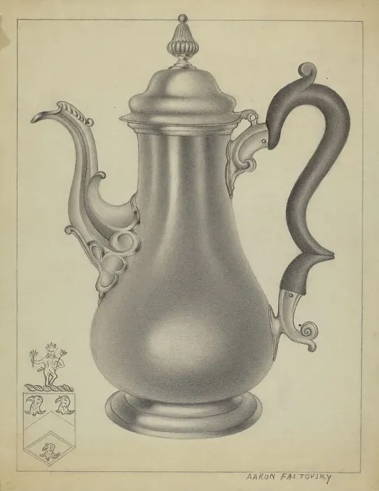Framed Print : Silver Coffee Pot, c. 1937. Creator: Aaron Fastovsky Framed Print : Silver Coffee Pot, c. 1937. Creator: Aaron Fastovsky