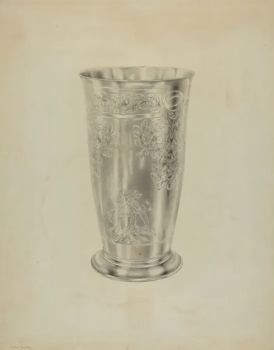 Framed Print : Silver Communion Beaker, c. 1938. Creator: Hester Duany Framed Print : Silver Communion Beaker, c. 1938. Creator: Hester Duany