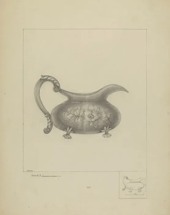 Framed Print : Silver Cream Pitcher, 1935 / 1942. Creator: Henry Meyers Framed Print : Silver Cream Pitcher, 1935 / 1942. Creator: Henry Meyers