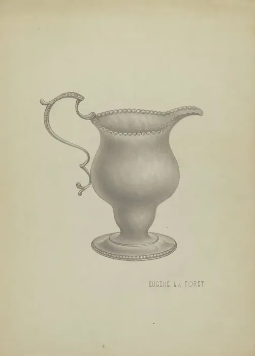 Framed Print : Silver Cream Pitcher, c. 1936. Creator: Eugene La Foret Framed Print : Silver Cream Pitcher, c. 1936. Creator: Eugene La Foret