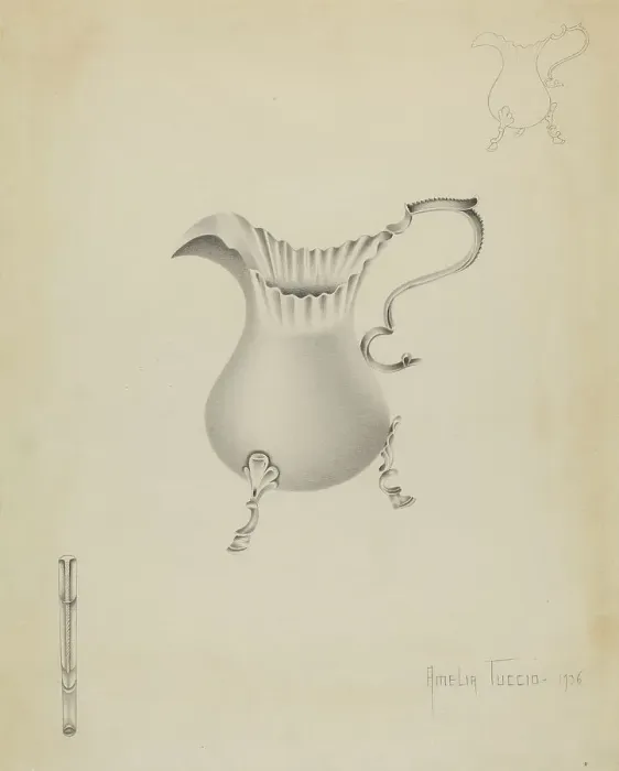 Framed Print : Silver Creamer, 1936. Creator: Amelia Tuccio Framed Print : Silver Creamer, 1936. Creator: Amelia Tuccio