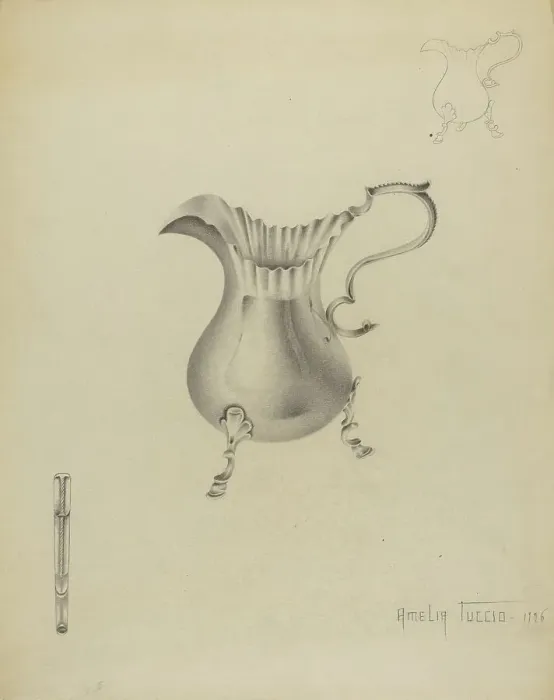 Framed Print : Silver Creamer, 1936. Creator: Amelia Tuccio Framed Print : Silver Creamer, 1936. Creator: Amelia Tuccio