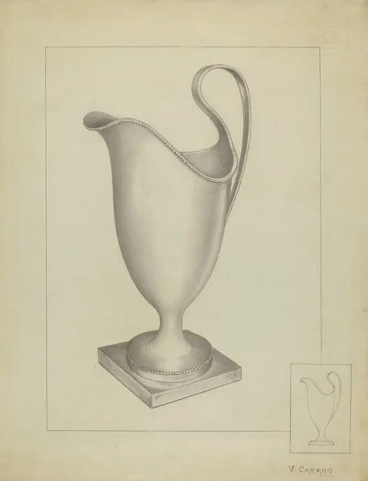 Framed Print : Silver Creamer, 1936. Creator: Vincent Carano Framed Print : Silver Creamer, 1936. Creator: Vincent Carano