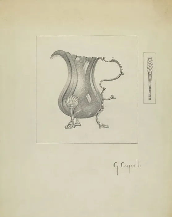 Framed Print : Silver Creamer, c. 1936. Creator: Giacinto Capelli Framed Print : Silver Creamer, c. 1936. Creator: Giacinto Capelli
