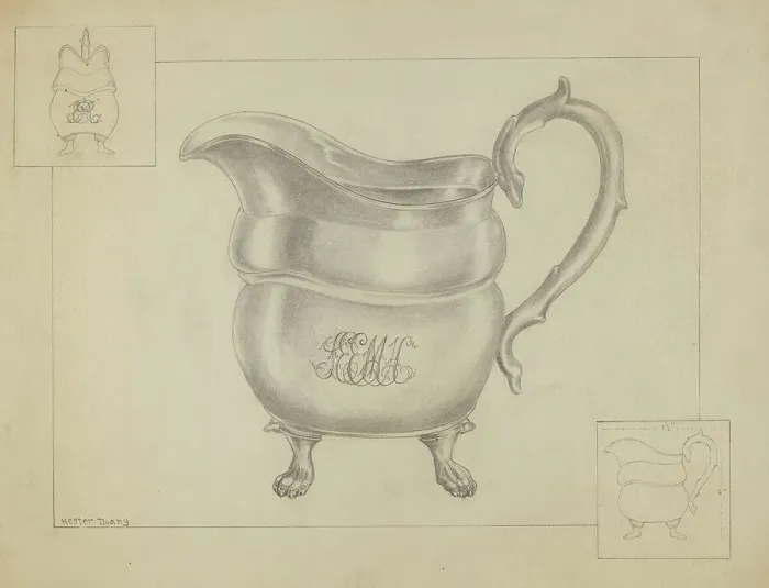 Framed Print : Silver Creamer, c. 1936. Creator: Hester Duany Framed Print : Silver Creamer, c. 1936. Creator: Hester Duany