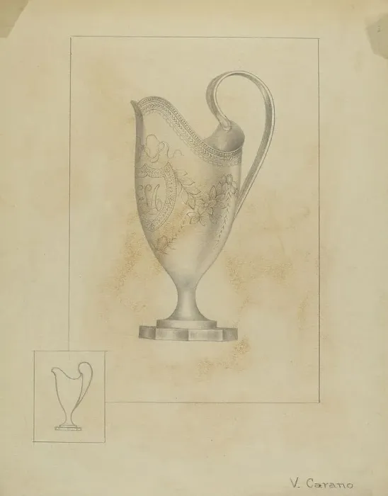 Framed Print : Silver Creamer, c. 1936. Creator: Vincent Carano Framed Print : Silver Creamer, c. 1936. Creator: Vincent Carano