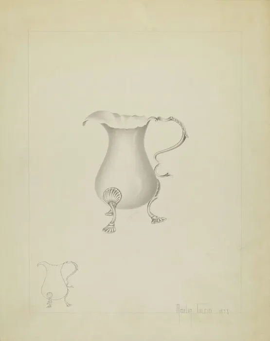 Framed Print : Silver Creamer, c. 1937. Creator: Amelia Tuccio Framed Print : Silver Creamer, c. 1937. Creator: Amelia Tuccio