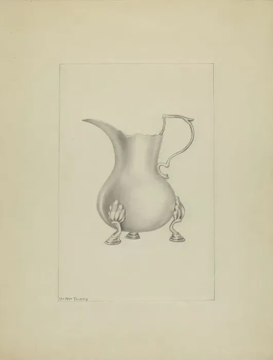 Framed Print : Silver Creamer, c. 1937. Creator: Hester Duany Framed Print : Silver Creamer, c. 1937. Creator: Hester Duany