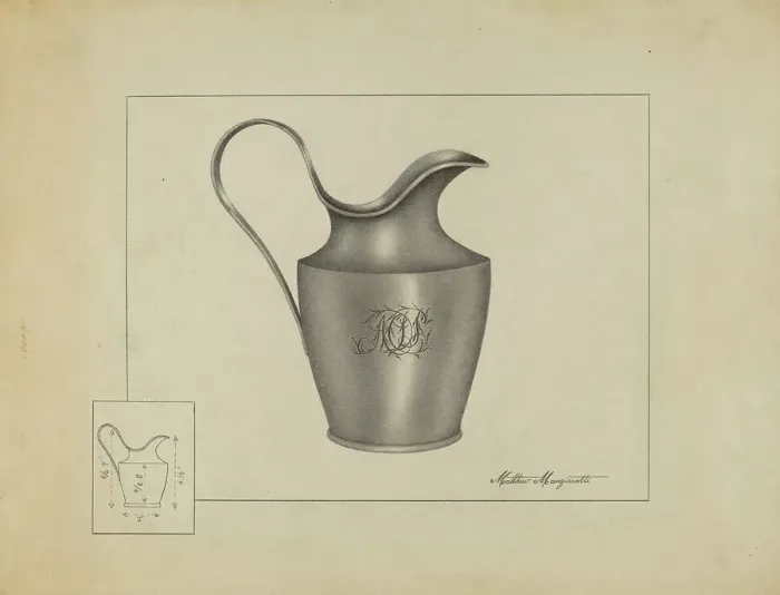 Framed Print : Silver Creamer, c. 1937. Creator: Matthew Mangiacotti Framed Print : Silver Creamer, c. 1937. Creator: Matthew Mangiacotti
