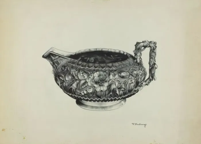 Framed Print : Silver Creamer, c. 1938. Creator: Florence Hastings Framed Print : Silver Creamer, c. 1938. Creator: Florence Hastings