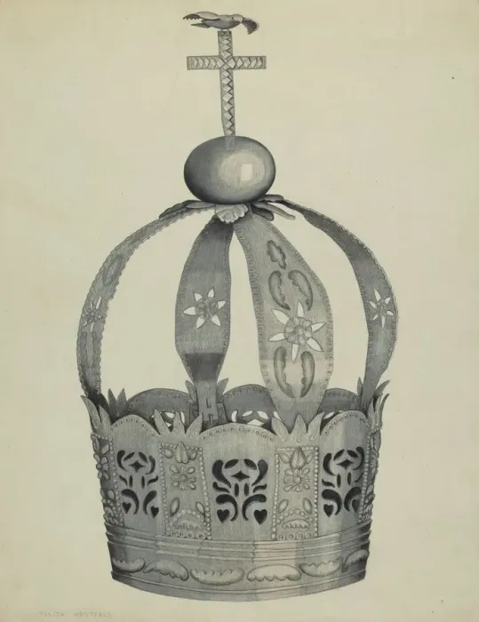 Framed Print : Silver Crown (Crown of the Holy Ghost), c. 1937. Creators: Tulita Westfall, Ethel Dougan Framed Print : Silver Crown (Crown of the Holy Ghost), c. 1937. Creators: Tulita Westfall, Ethel Dougan