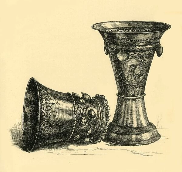 Two silver cups, 17th century?, (1881). Creator: R I Stevenson