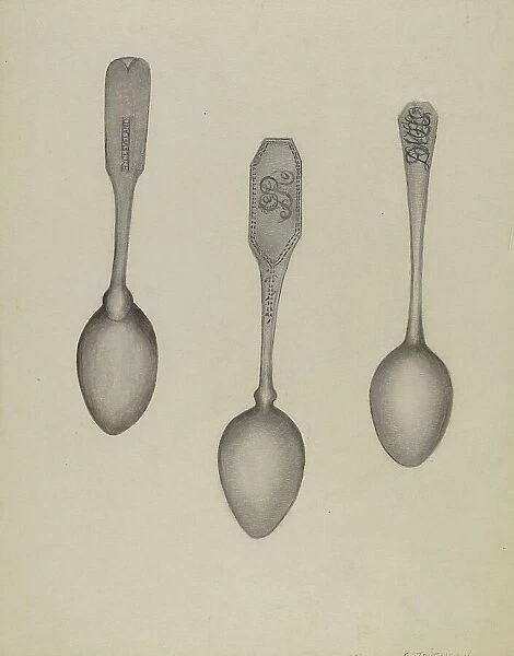 Silver Fiddle Head Spoon, 1935 / 1942. Creator: Florence Stevenson