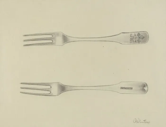 Framed Print : Silver Fork, c. 1936. Creator: Charlotte Winter Framed Print : Silver Fork, c. 1936. Creator: Charlotte Winter