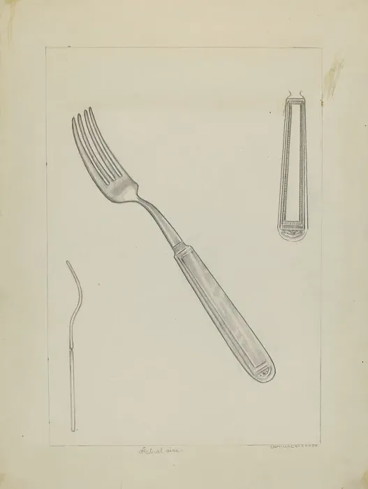 Framed Print : Silver Fork (Rogers Silverware), c. 1936. Creator: Ludmilla Calderon Framed Print : Silver Fork (Rogers Silverware), c. 1936. Creator: Ludmilla Calderon